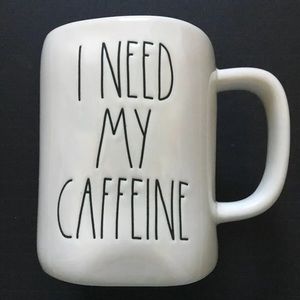 Rae Dunn By Magenta I NEED MY CAFFEINE White Ceramic Large Cup Mug Coffee Tea